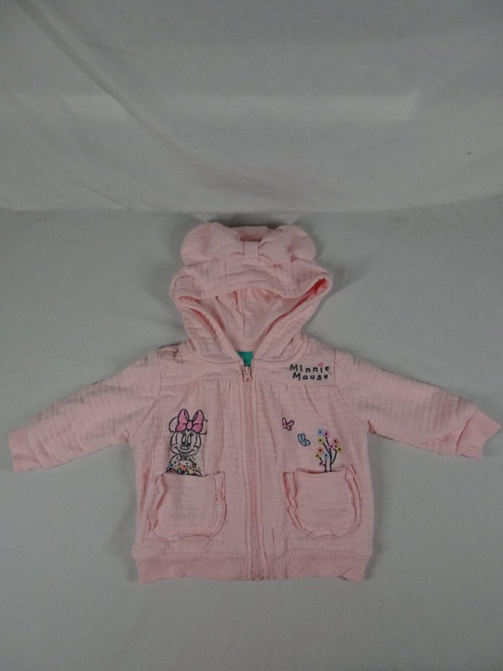 Disney Baby Girl Minnie Mouse Zip Up Hooded Sweater Size 6 Months
